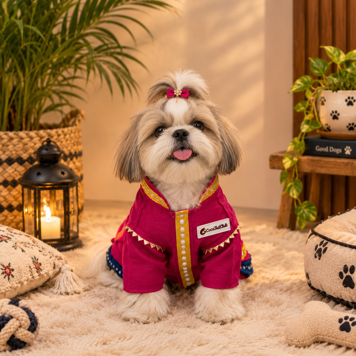 Royal Pink & Gold Festive Dog Outfit