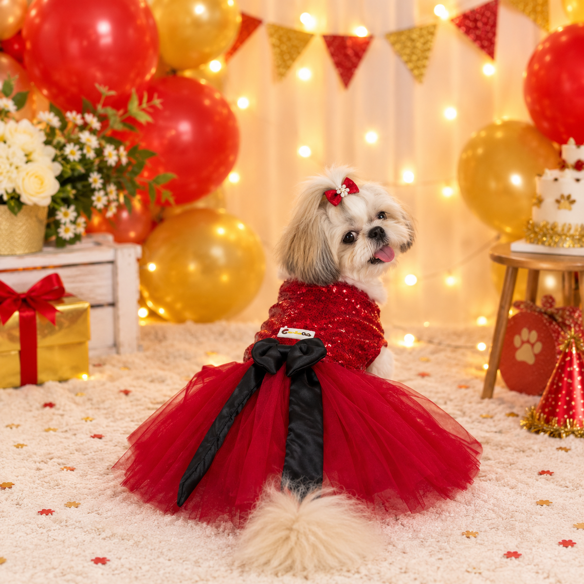Red Sequin Princess Party Dress