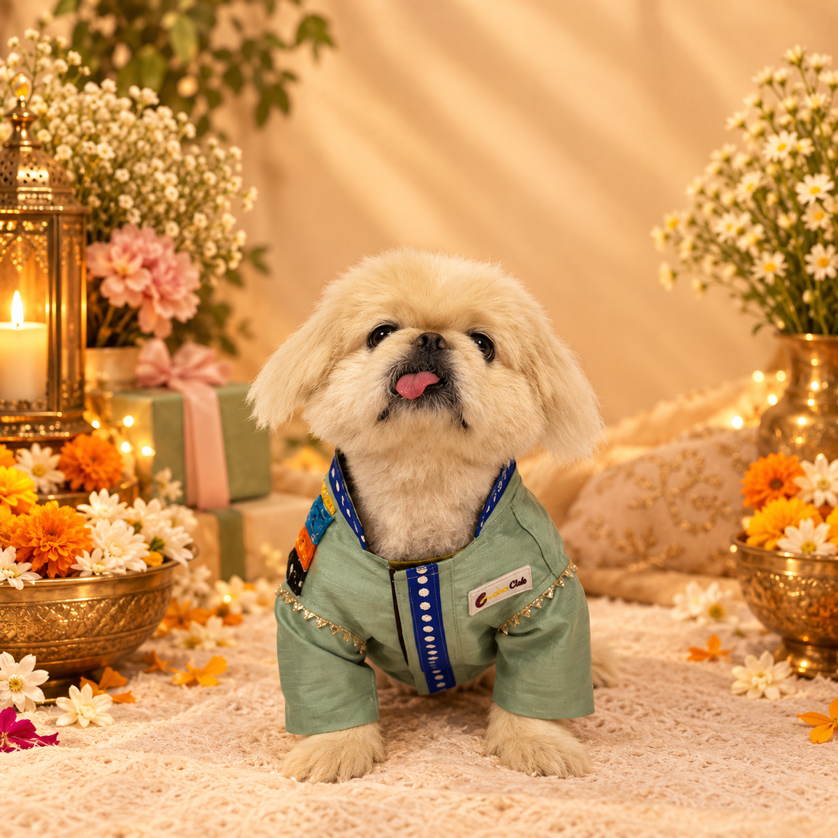 Elegant Festive Green Dog Kurta