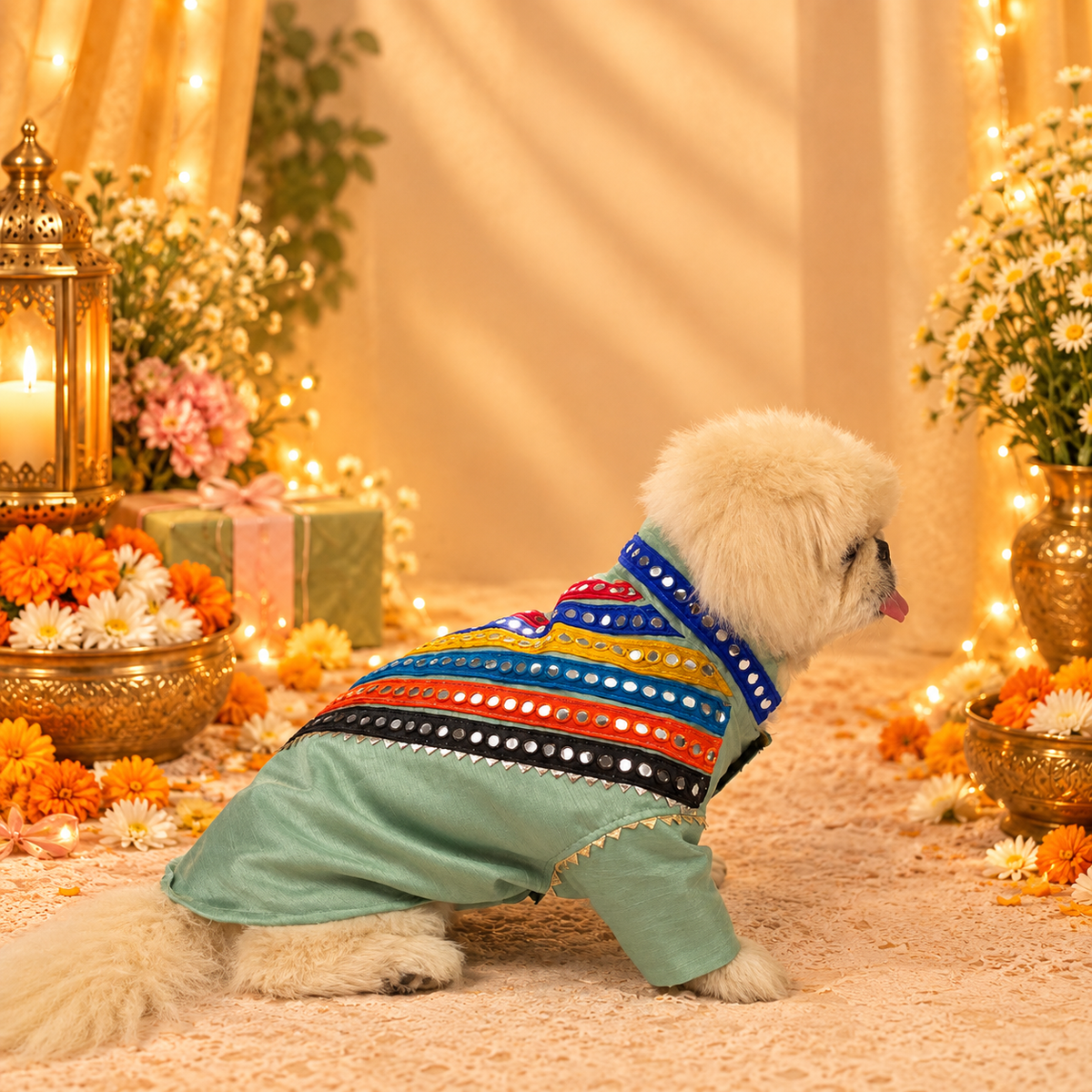 Elegant Festive Green Dog Kurta