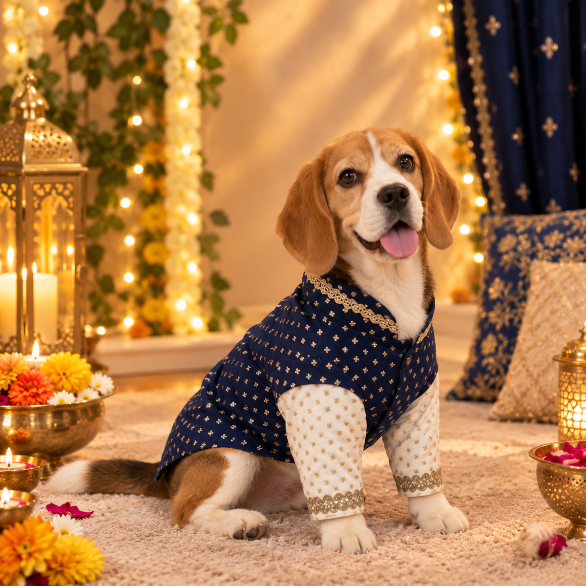 Royal Blue Festive Dog Sherwani