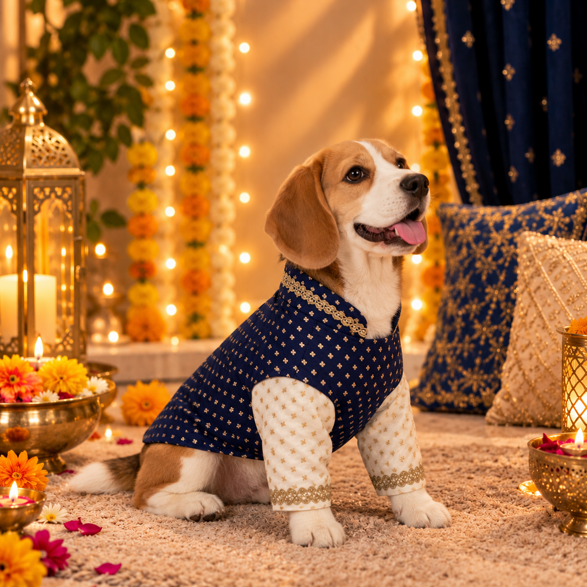 Royal Blue Festive Dog Sherwani