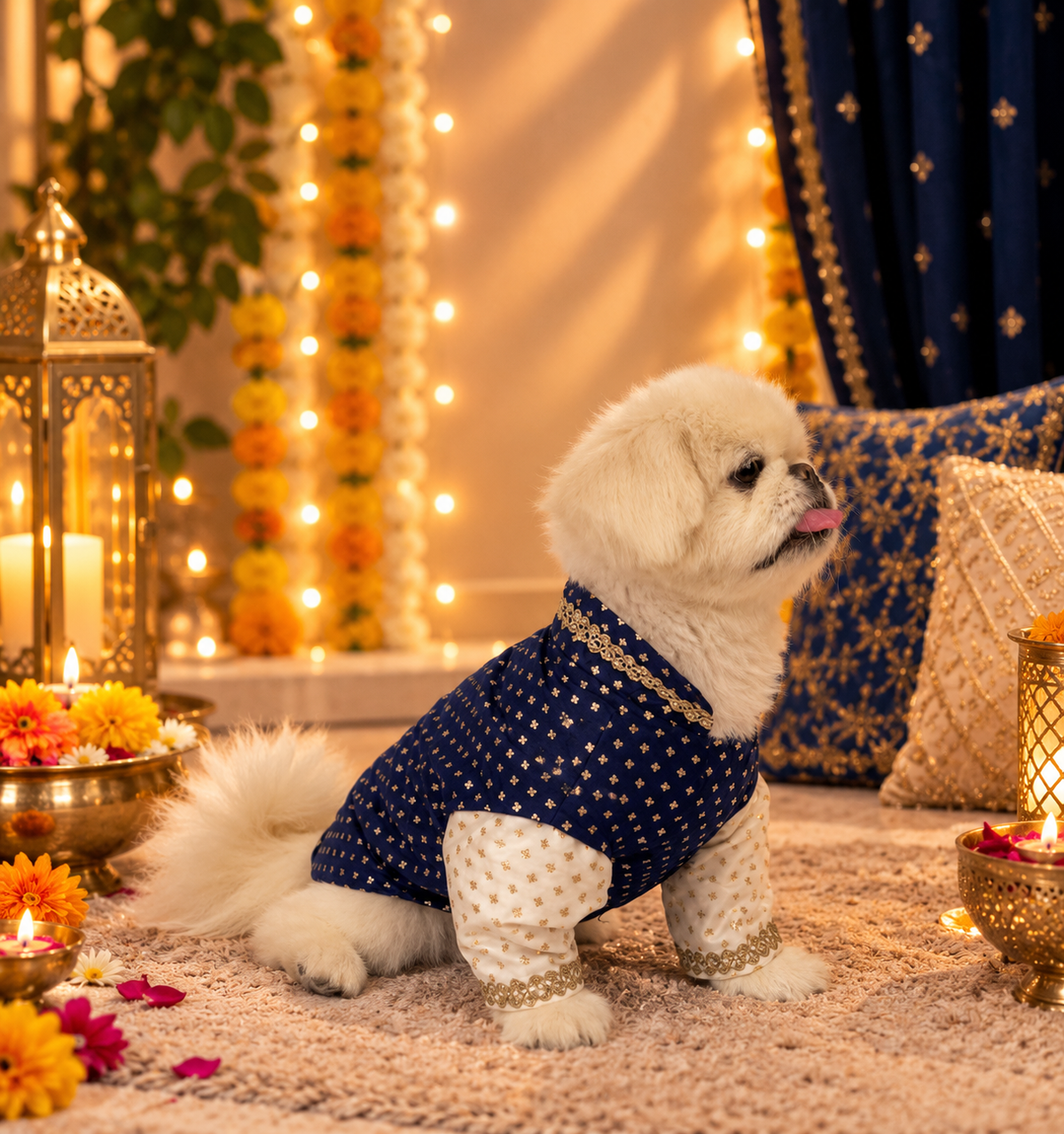 Royal Blue Festive Dog Sherwani