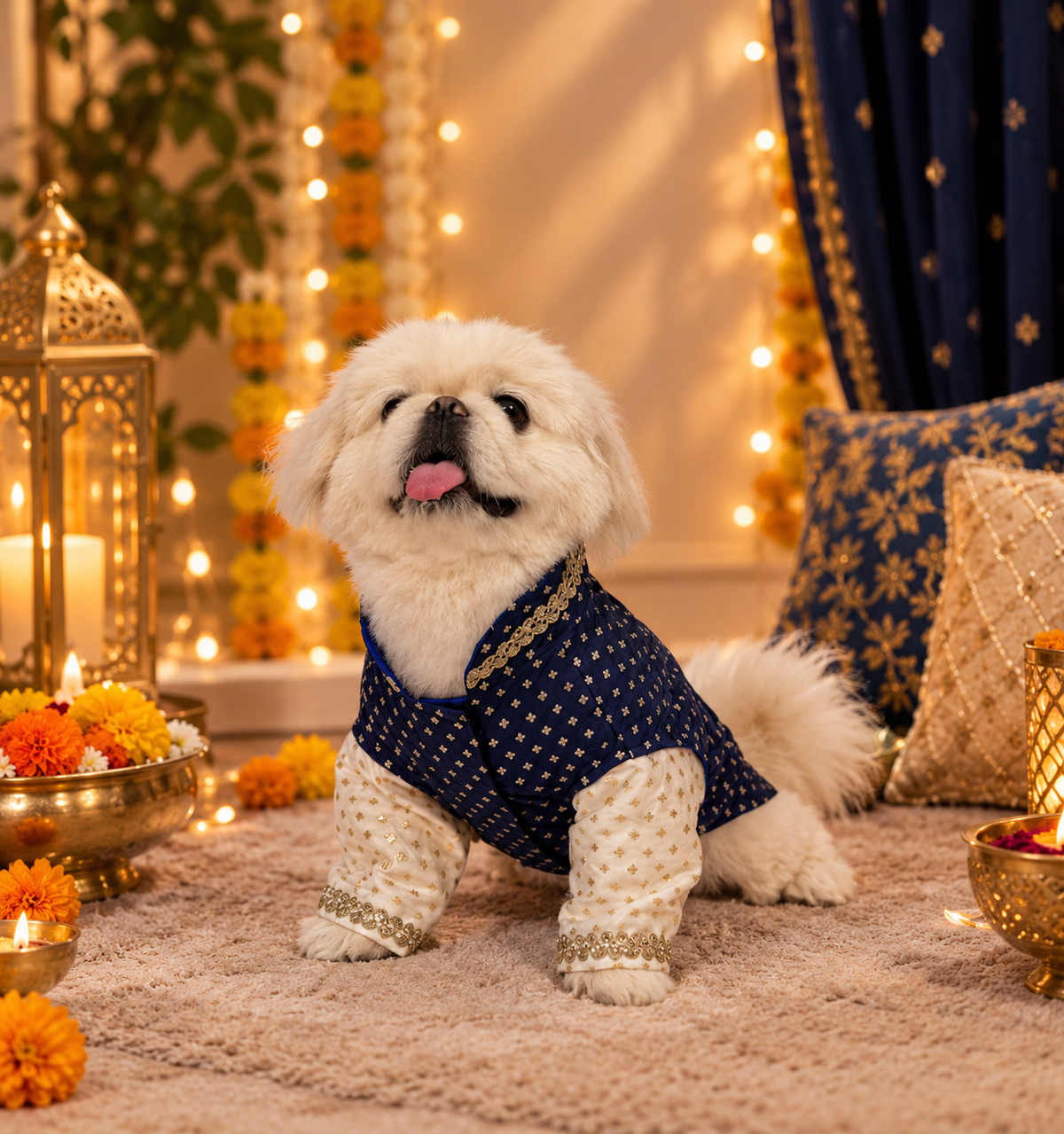 Royal Blue Festive Dog Sherwani