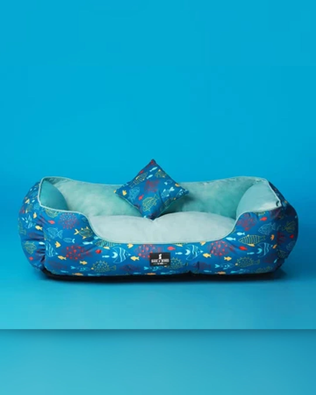 Ocean Blue Fish Print Dog Bed