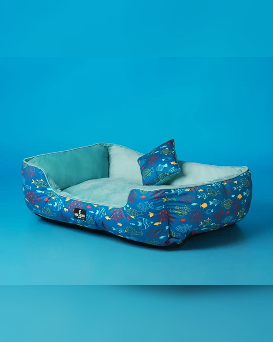 Ocean Blue Fish Print Dog Bed