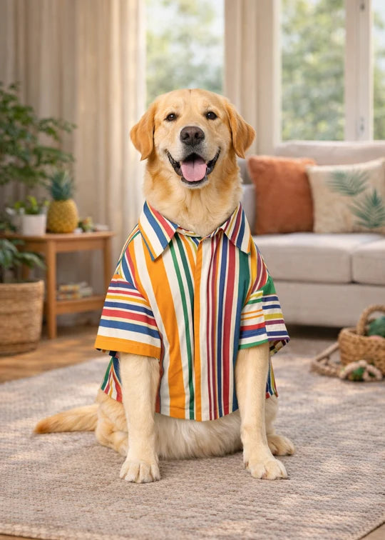 Classic Multicolor Striped Cotton Dog Shirt