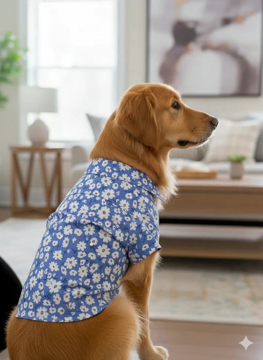 Classic Blue Floral Cotton Dog Shirt